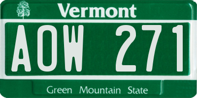VT license plate AOW271