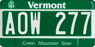 VT license plate AOW277