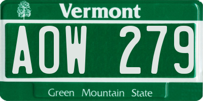 VT license plate AOW279
