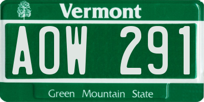 VT license plate AOW291