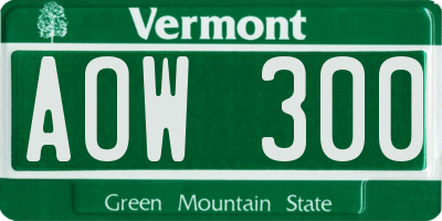 VT license plate AOW300