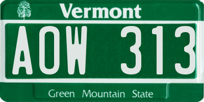 VT license plate AOW313