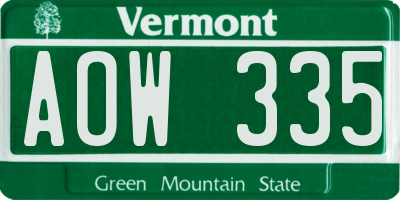 VT license plate AOW335