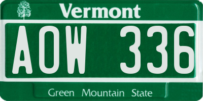 VT license plate AOW336