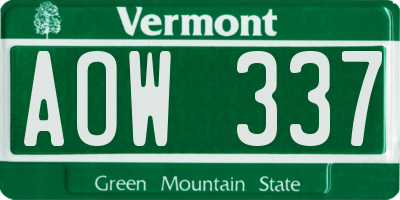 VT license plate AOW337