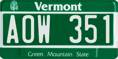 VT license plate AOW351