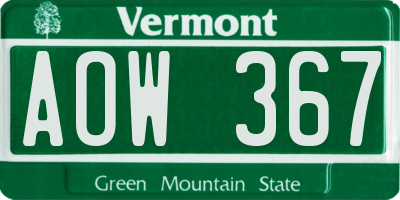 VT license plate AOW367
