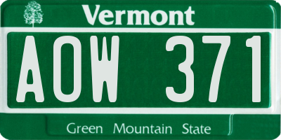 VT license plate AOW371