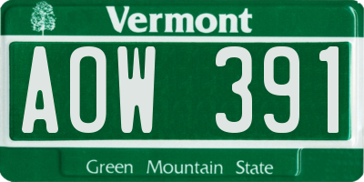 VT license plate AOW391