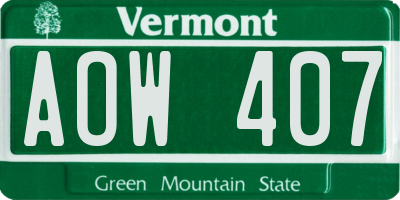 VT license plate AOW407