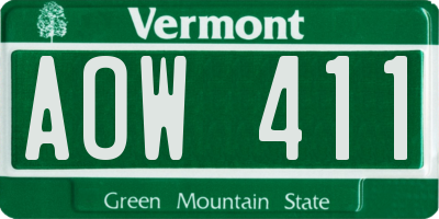 VT license plate AOW411