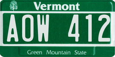 VT license plate AOW412