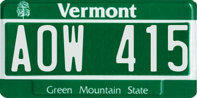 VT license plate AOW415