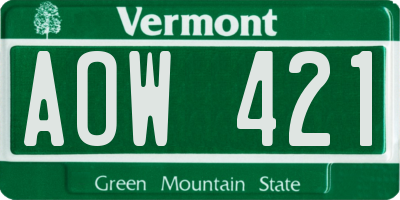 VT license plate AOW421
