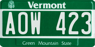 VT license plate AOW423