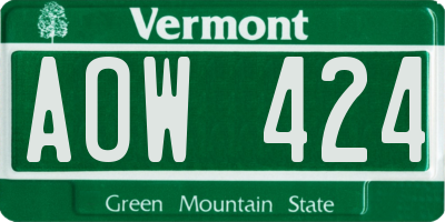 VT license plate AOW424