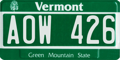 VT license plate AOW426