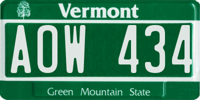 VT license plate AOW434
