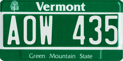 VT license plate AOW435