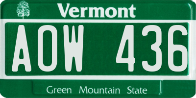 VT license plate AOW436