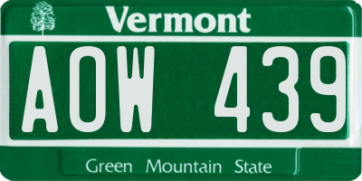 VT license plate AOW439