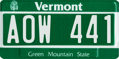 VT license plate AOW441