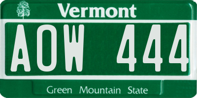 VT license plate AOW444