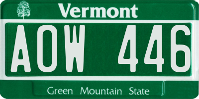 VT license plate AOW446