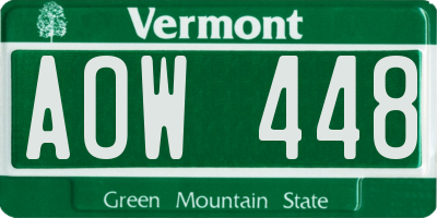 VT license plate AOW448