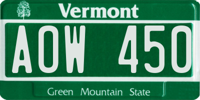 VT license plate AOW450