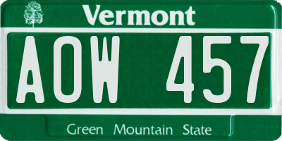 VT license plate AOW457