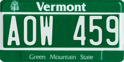 VT license plate AOW459