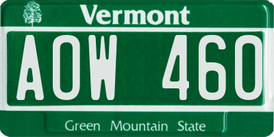 VT license plate AOW460