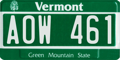 VT license plate AOW461