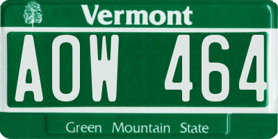 VT license plate AOW464