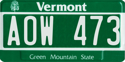 VT license plate AOW473