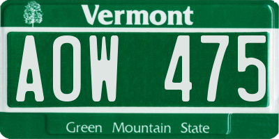 VT license plate AOW475