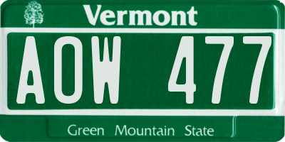 VT license plate AOW477