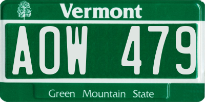 VT license plate AOW479