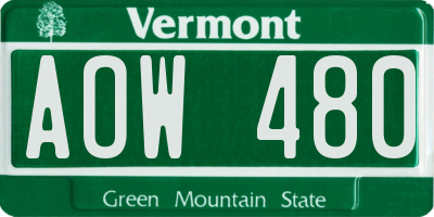 VT license plate AOW480