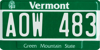 VT license plate AOW483