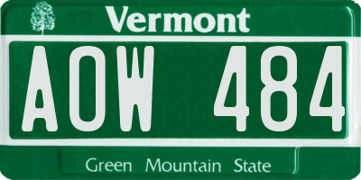 VT license plate AOW484