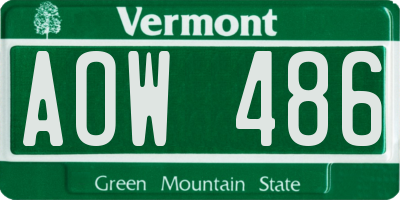 VT license plate AOW486