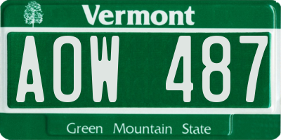 VT license plate AOW487
