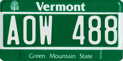 VT license plate AOW488