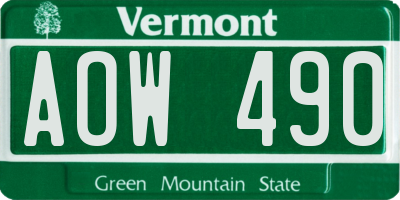 VT license plate AOW490