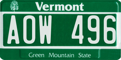 VT license plate AOW496