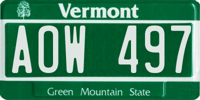 VT license plate AOW497