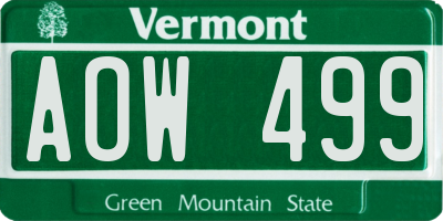 VT license plate AOW499