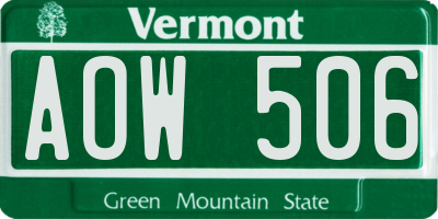 VT license plate AOW506